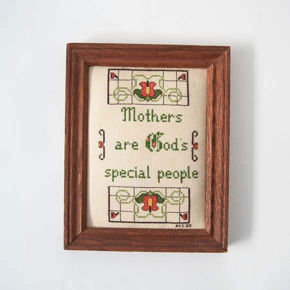 Vintage Other - Vintage 80s Framed Cross Stitch/Needlepoint